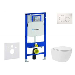 GEBERIT Duofix Set předstěnové instalace, kompaktního klozetu Oudee Vortex a sedátka softclose, tlačítko Sigma01, alpská bílá SANI11CA3162 obraz