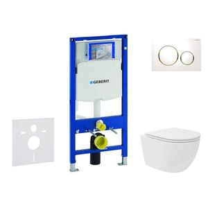 GEBERIT Duofix Set předstěnové instalace, kompaktního klozetu Oudee Vortex a sedátka softclose, tlačítko Sigma20, bílá/pozlacená SANI11CA3165 obraz