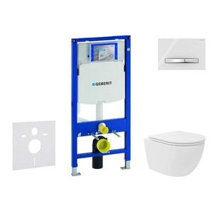 GEBERIT Duofix Set předstěnové instalace, kompaktního klozetu Oudee Vortex a sedátka softclose, tlačítko Sigma50, chrom/alpská bílá SANI11CA3166 obraz