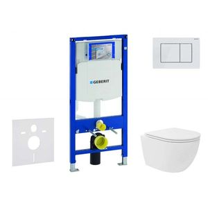 GEBERIT Duofix Set předstěnové instalace, kompaktního klozetu Oudee Vortex a sedátka softclose, tlačítko Sigma30, bílá/bílá mat SANI11CA3167 obraz