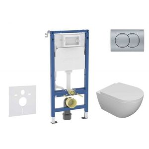 GEBERIT Duofix Set předstěnové instalace, klozetu Oudee a sedátka softclose, tlačítko Delta01, matný chrom SANI11CA1105B obraz