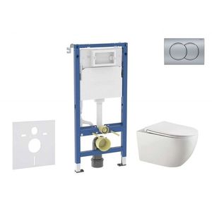 GEBERIT Duofix Set předstěnové instalace, klozetu Gaia a sedátka softclose, tlačítko Delta01, matný chrom SANI11CA1137B obraz