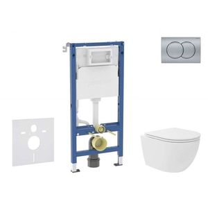 GEBERIT Duofix Set předstěnové instalace, kompaktního klozetu Oudee Vortex a sedátka softclose, tlačítko Delta01, matný chrom SANI11CA1145B obraz