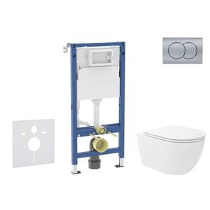 GEBERIT Duofix Set předstěnové instalace, klozetu Oudee Vortex a sedátka softclose, tlačítko Delta01, matný chrom SANI11CA1157B obraz