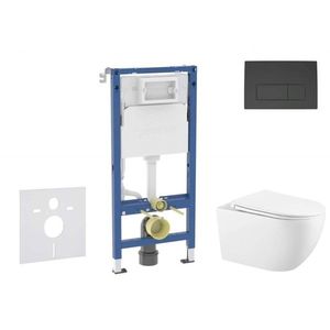 GEBERIT Duofix Set předstěnové instalace, klozetu Gaia a sedátka softclose, tlačítko Delta50, matná černá SANI11CA5118B obraz