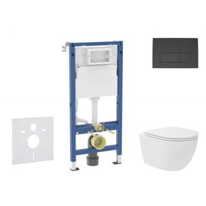 GEBERIT Duofix Set předstěnové instalace, kompaktního klozetu Oudee Vortex a sedátka softclose, tlačítko Delta50, matná černá SANI11CA5143B obraz