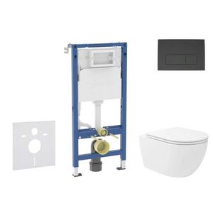 GEBERIT Duofix Set předstěnové instalace, klozetu Oudee Vortex a sedátka softclose, tlačítko Delta50, matná černá SANI11CA5155B obraz