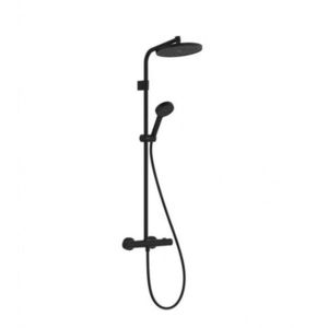 HANSGROHE Activera S Sprchový set s termostatem, průměr 24 cm, 2 proudy, EcoSmart, matná černá 28078670 obraz