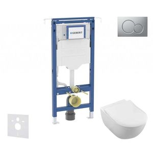 GEBERIT Duofix Set předstěnové instalace, klozetu a sedátka Villeroy Boch, tlačítka Sigma01, DirectFlush, SoftClose, CeramicPlus, matný chrom SANI11CK2100 obraz