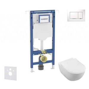 GEBERIT Duofix Set předstěnové instalace, klozetu a sedátka Villeroy Boch, tlačítka Sigma30, DirectFlush, SoftClose, CeramicPlus, bílá/lesklý chrom SANI11CK3116 obraz