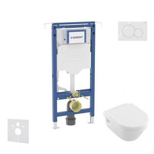 GEBERIT Duofix Set předstěnové instalace, klozetu a sedátka Villeroy Boch, tlačítka Sigma01, DirectFlush, SoftClose, CeramicPlus, alpská bílá SANI11CK3109 obraz