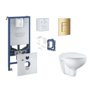 GROHE Rapid SLX Set předstěnové instalace, klozetu, sedátka SoftClose, tlačítka Skate Cosmopolitan a sady pro vhazování tablet, Cool Sunrise SANI11BB4142 obraz