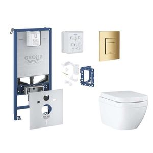 GROHE Rapid SLX Set předstěnové instalace, klozetu, sedátka SoftClose, tlačítka Skate Cosmopolitan a sady pro vhazování tablet, Triple Vortex, Cool Sunrise SANI11BB4145 obraz