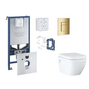 GROHE Rapid SLX Set předstěnové instalace, klozetu, sedátka SoftClose, tlačítka Skate Cosmopolitan a sady pro vhazování tablet, Cool Sunrise SANI11BB4148 obraz