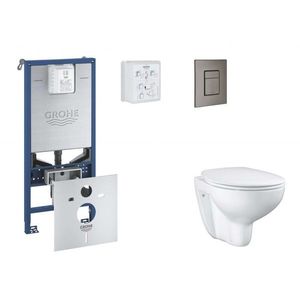 GROHE Rapid SLX Set předstěnové instalace, klozetu, sedátka SoftClose a tlačítka Skate Cosmopolitan, kartáčovaný Hard Graphite SANI11BB5102 obraz