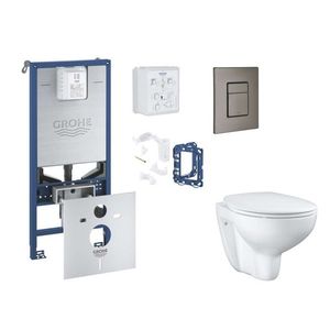 GROHE Rapid SLX Set předstěnové instalace, klozetu, sedátka SoftClose, tlačítka Skate Cosmopolitan a sady pro vhazování tablet, kartáčovaný Hard Graphite SANI11BB5126 obraz