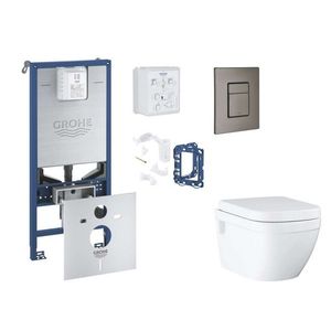 GROHE Rapid SLX Set předstěnové instalace, klozetu, sedátka SoftClose, tlačítka Skate Cosmopolitan a sady pro vhazování tablet, kartáčovaný Hard Graphite SANI11BB5130 obraz