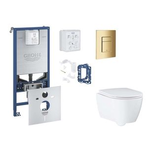 GROHE Rapid SLX Set předstěnové instalace, klozetu, sedátka SoftClose, tlačítka Skate Cosmopolitan a sady pro vhazování tablet, Cool Sunrise SANI11BB4151 obraz
