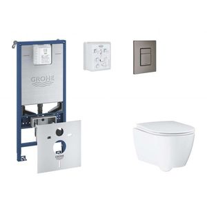 GROHE Rapid SLX Set předstěnové instalace, klozetu, sedátka SoftClose a tlačítka Skate Cosmopolitan, kartáčovaný Hard Graphite SANI11BB5111 obraz