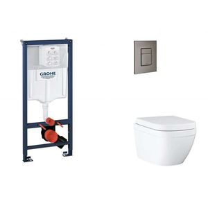 GROHE Rapid SL Set předstěnové instalace, klozetu, sedátka SoftClose a tlačítka Skate Cosmopolitan, Triple Vortex, kartáčovaný Hard Graphite SANI11BB5117 obraz