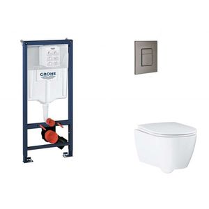 GROHE Rapid SL Set předstěnové instalace, klozetu, sedátka SoftClose a tlačítka Skate Cosmopolitan, kartáčovaný Hard Graphite SANI11BB5123 obraz