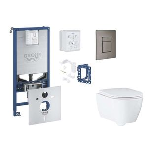 GROHE Rapid SLX Set předstěnové instalace, klozetu, sedátka SoftClose, tlačítka Skate Cosmopolitan a sady pro vhazování tablet, kartáčovaný Hard Graphite SANI11BB5132 obraz