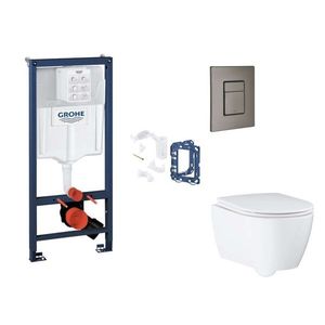 GROHE Rapid SL Set předstěnové instalace, klozetu, sedátka SoftClose, tlačítka Skate Cosmopolitan a sady pro vhazování tablet, kartáčovaný Hard Graphite SANI11BB5140 obraz