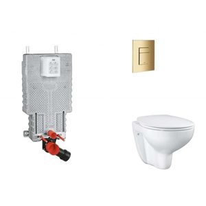 GROHE Uniset Set předstěnové instalace, klozetu, sedátka SoftClose a tlačítka Skate Cosmopolitan, Cool Sunrise SANI15BB4102 obraz