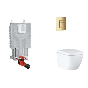 GROHE Uniset Set předstěnové instalace, klozetu, sedátka SoftClose a tlačítka Skate Cosmopolitan, Triple Vortex, Cool Sunrise SANI15BB4107 obraz