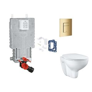 GROHE Uniset Set předstěnové instalace, klozetu, sedátka SoftClose, tlačítka Skate Cosmopolitan a sady pro vhazování tablet, Cool Sunrise SANI15BB4122 obraz