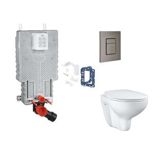 GROHE Uniset Set předstěnové instalace, klozetu, sedátka SoftClose, tlačítka Skate Cosmopolitan a sady pro vhazování tablet, kartáčovaný Hard Graphite SANI15BB5114 obraz