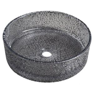 SAPHO ERSEL skleněné gravírované umyvadlo na desku Ø 39, 5cm, černá TY323B obraz