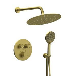 SAPHO SMART SELECT podomítkový sprchový set s termostatickou baterií, 2 výstupy, vyústění, zlato mat RP032GB-01 obraz