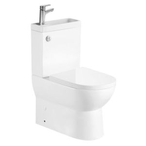 AQUALINE JALTA HYGIE WC kombi s umývátkem, Rimless, spodní/zadní odpad, bílá PB103H obraz