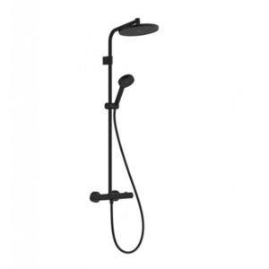 HANSGROHE Activera S Sprchový set s termostatem, průměr 24 cm, 2 proudy, EcoSmart+, matná černá 28083670 obraz