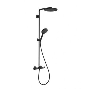 HANSGROHE Raindance S Sprchový set s termostatem, průměr 24 cm, 3 proudy, EcoSmart, matná černá 28823670 obraz