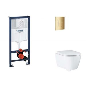 GROHE Rapid SL Set předstěnové instalace, klozetu, sedátka SoftClose a tlačítka Skate Cosmopolitan, Cool Sunrise SANI11BB4137 obraz