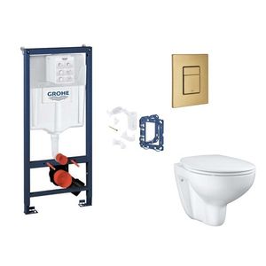 GROHE Rapid SL Set předstěnové instalace, klozetu, sedátka SoftClose, tlačítka Skate Cosmopolitan a sady pro vhazování tablet, kartáčovaný Cool Sunrise SANI11BB4153 obraz