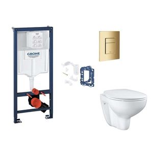 GROHE Rapid SL Set předstěnové instalace, klozetu, sedátka SoftClose, tlačítka Skate Cosmopolitan a sady pro vhazování tablet, Cool Sunrise SANI11BB4154 obraz