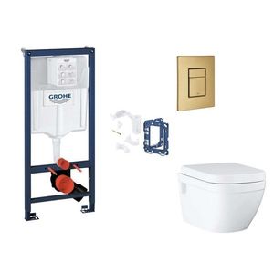 GROHE Rapid SL Set předstěnové instalace, klozetu, sedátka SoftClose, tlačítka Skate Cosmopolitan a sady pro vhazování tablet, kartáčovaný Cool Sunrise SANI11BB4159 obraz