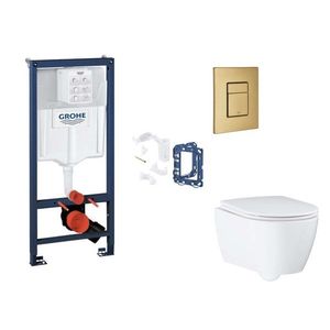 GROHE Rapid SL Set předstěnové instalace, klozetu, sedátka SoftClose, tlačítka Skate Cosmopolitan a sady pro vhazování tablet, kartáčovaný Cool Sunrise SANI11BB4162 obraz