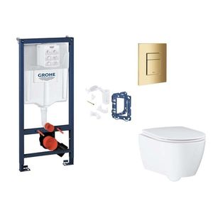 GROHE Rapid SL Set předstěnové instalace, klozetu, sedátka SoftClose, tlačítka Skate Cosmopolitan a sady pro vhazování tablet, Cool Sunrise SANI11BB4163 obraz