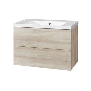 Mereo Aira, koupelnová skříňka s umyvadlem z litého mramoru 81 cm, dub Kronberg CN721M obraz