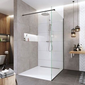 Mereo Sprchová stěna WALK IN, Novea, 80x200 cm, černý ALU, sklo Čiré CK10601HB obraz