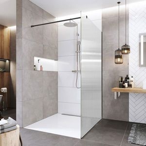 Mereo Sprchová stěna WALK IN, Novea, 90 x 200 cm, černý ALU, sklo Line CK10602HBL obraz