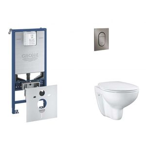 GROHE Rapid SLX Set předstěnové instalace, klozetu, sedátka SoftClose a tlačítka Arena Cosmopolitan S, kartáčovaný Hard Graphite SANI11BB5103 obraz