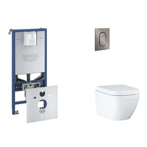 GROHE Rapid SLX Set předstěnové instalace, klozetu, sedátka SoftClose a tlačítka Arena Cosmopolitan S, Triple Vortex, kartáčovaný Hard Graphite SANI11BB5106 obraz