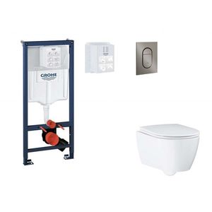 GROHE Rapid SL Set předstěnové instalace, klozetu, sedátka SoftClose a tlačítka Arena Cosmopolitan S, kartáčovaný Hard Graphite SANI11BB5124 obraz