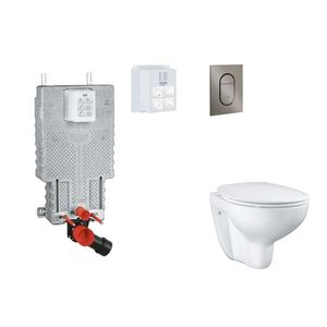 GROHE Uniset Set předstěnové instalace, klozetu, sedátka SoftClose a tlačítka Arena Cosmopolitan S, kartáčovaný Hard Graphite SANI15BB5103 obraz