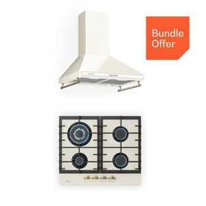 Klarstein Victoria 60 Duo Set plyn, Plynné varné desky, Dřezová digestoř obraz